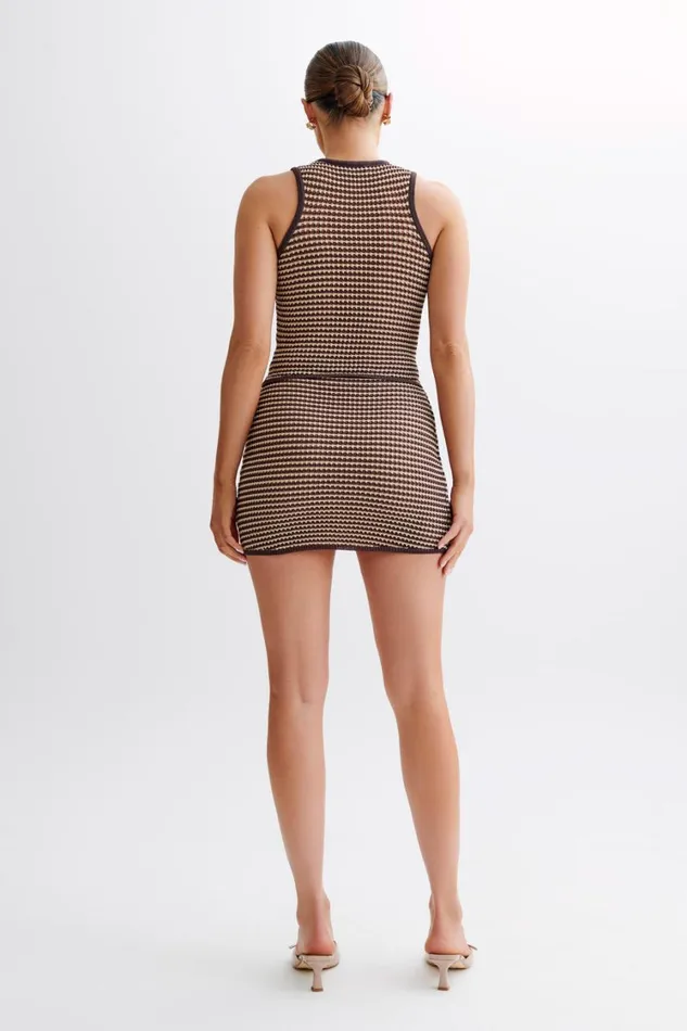 Women Meshki Tops Omarosa Stripe Knit Tank Top 8211 ChocolateNude