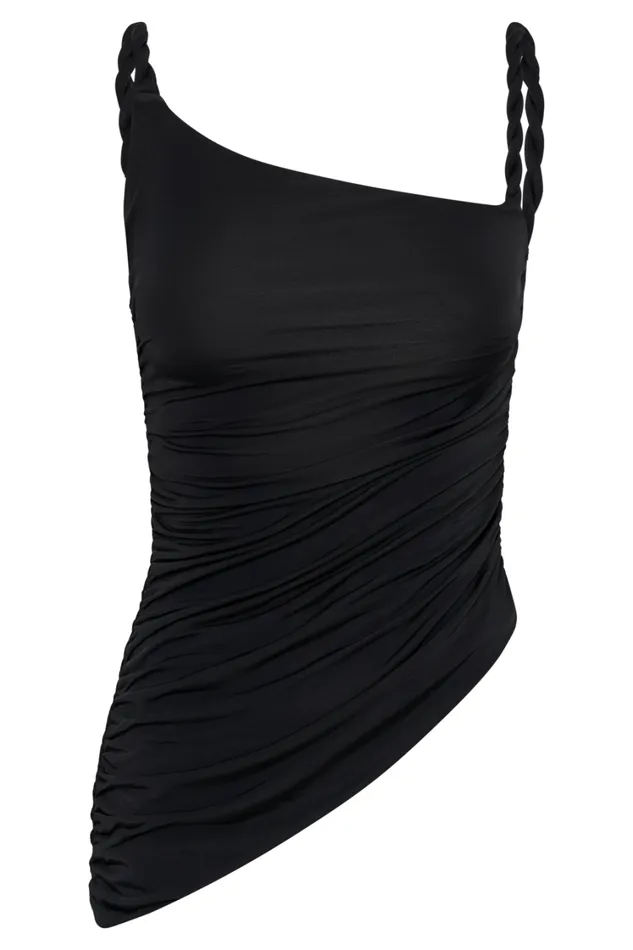 Women Meshki Tops Palmira Slinky Asymmetric Sleeveless Top 8211 Black