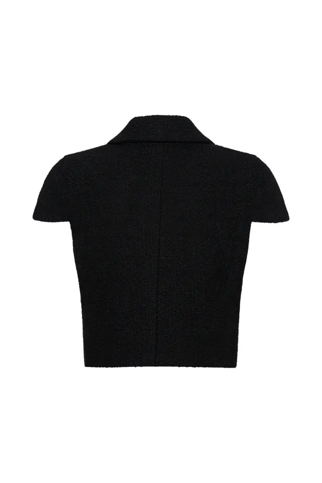 Women Meshki Tops Parisa Boucle Button Up Top 8211 Black