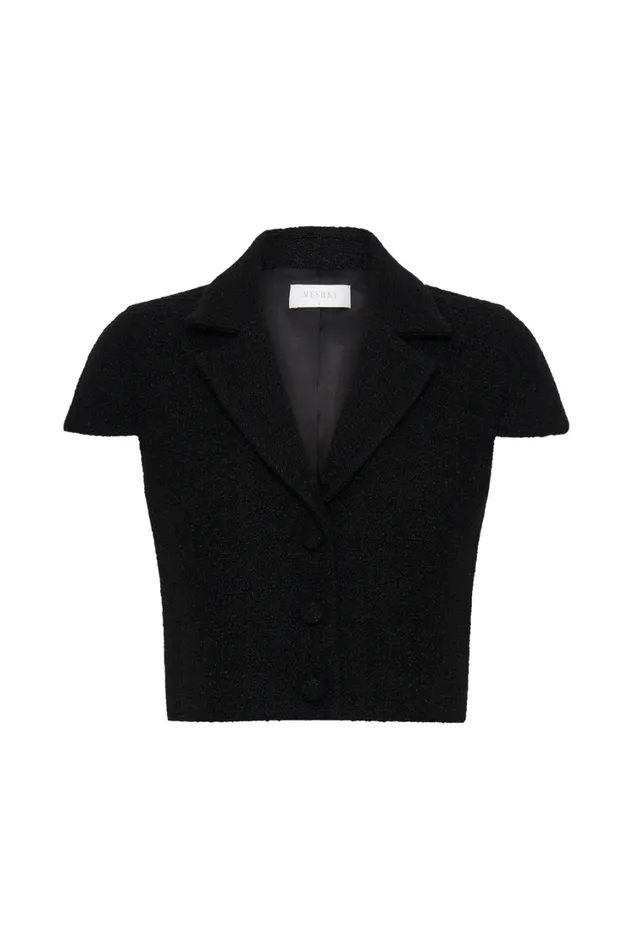 Women Meshki Tops Parisa Boucle Button Up Top 8211 Black