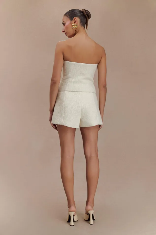 Women Meshki Tops Parker Boucle Strapless Asymmetric Top 8211 Ivory