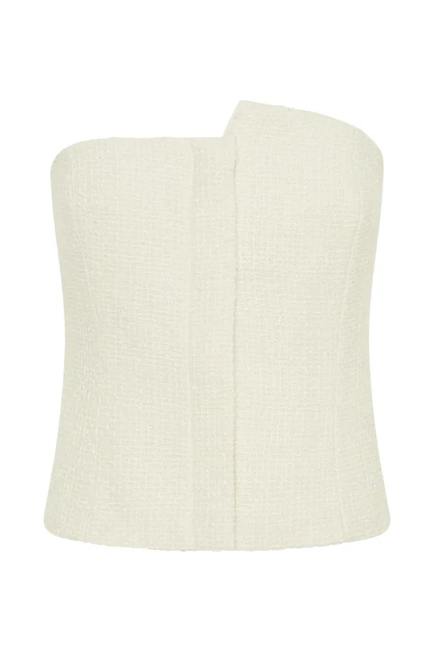 Women Meshki Tops Parker Boucle Strapless Asymmetric Top 8211 Ivory