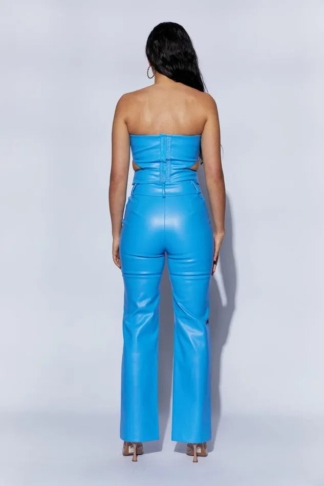 Women Meshki Tops Perrie Faux Leather Cut Out Crop Top 8211 Azure Blue Women Meshki Tops Perrie Faux Leather Cut Out Crop Top 8211 Azure Blue