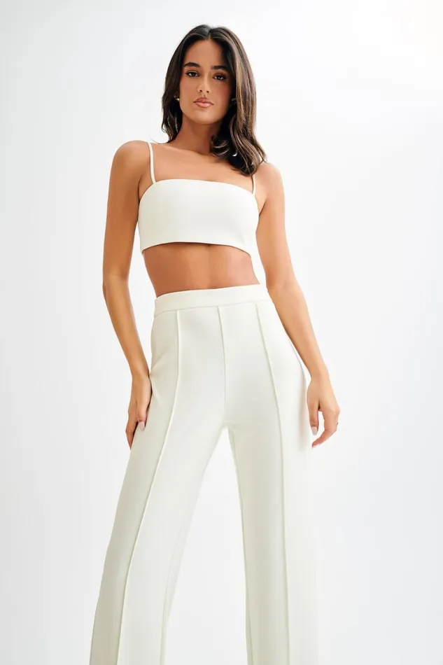 Women Meshki Tops Perry Suiting Crop Top 8211 Ivory