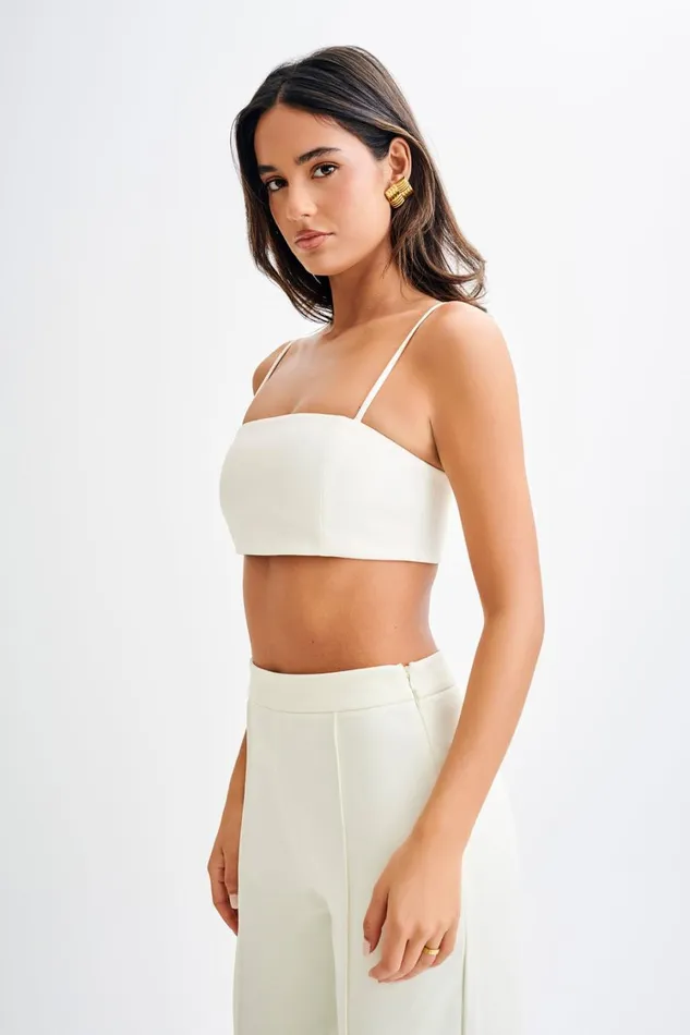 Women Meshki Tops Perry Suiting Crop Top 8211 Ivory