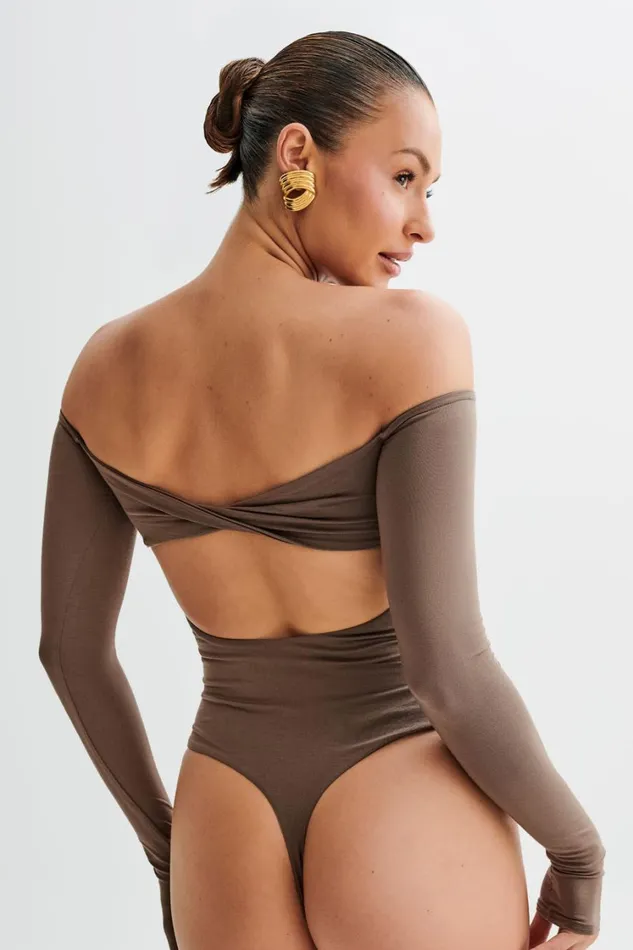 Women Meshki Tops Peta Off Shoulder Modal Long Sleeve Bodysuit 8211 Coco