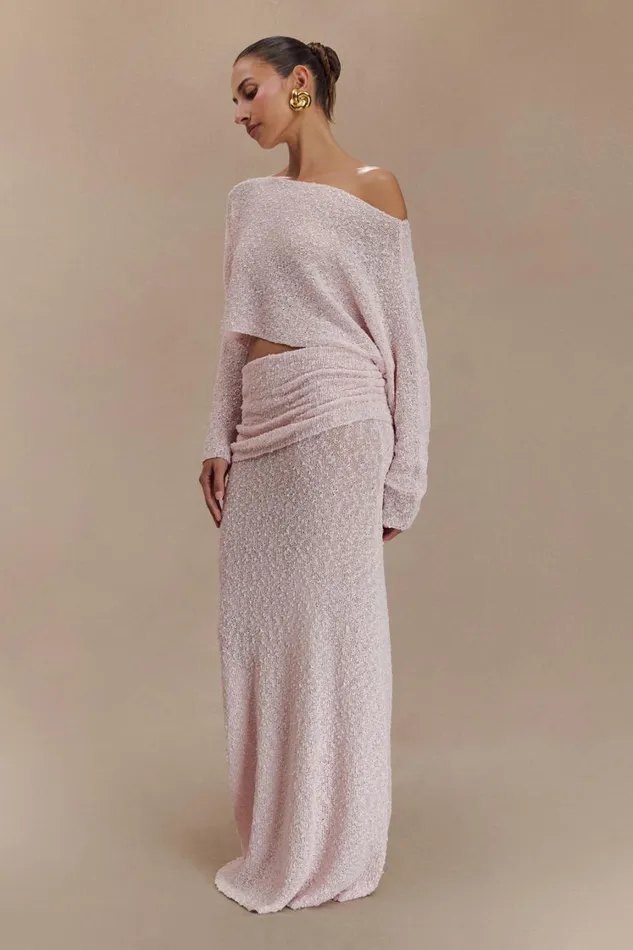 Women Meshki Tops Petra Long Sleeve Knit Crop Top 8211 Misty Rose