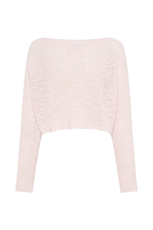 Women Meshki Tops Petra Long Sleeve Knit Crop Top 8211 Misty Rose