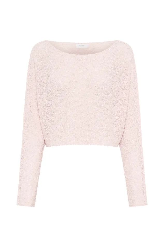 Women Meshki Tops Petra Long Sleeve Knit Crop Top 8211 Misty Rose