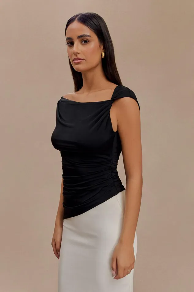 Women Meshki Tops Prianyka Slinky Sleeveless Top 8211 Black