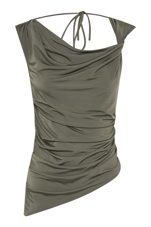 Women Meshki Tops Prianyka Slinky Sleeveless Top 8211 Military Olive