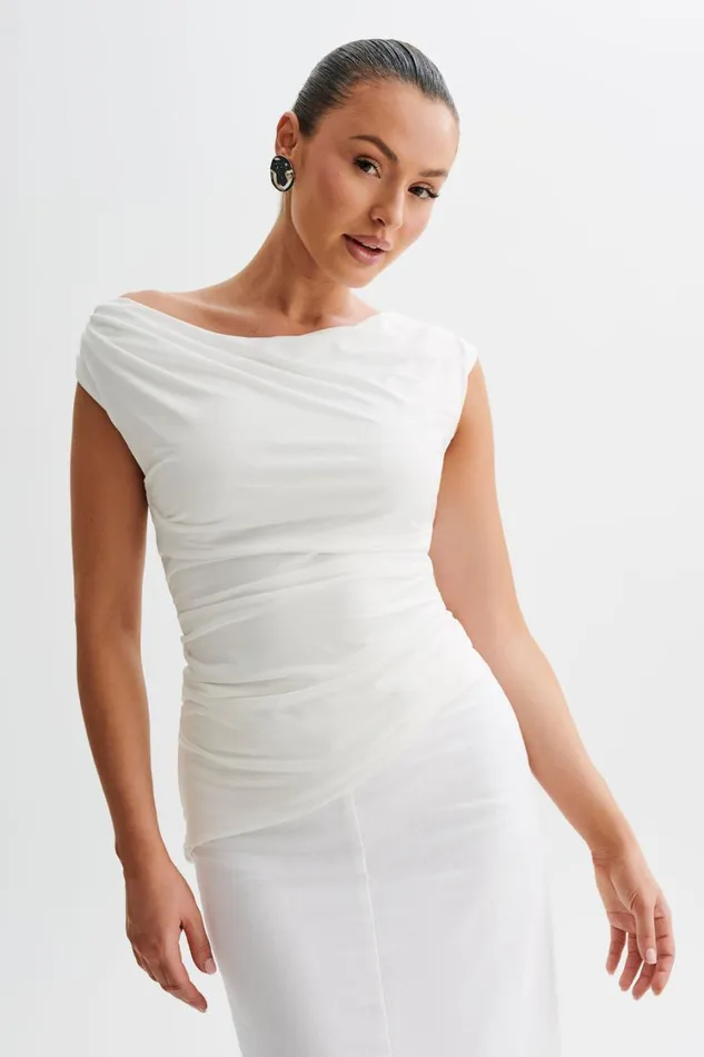 Women Meshki Tops Prianyka Slinky Sleeveless Top 8211 White