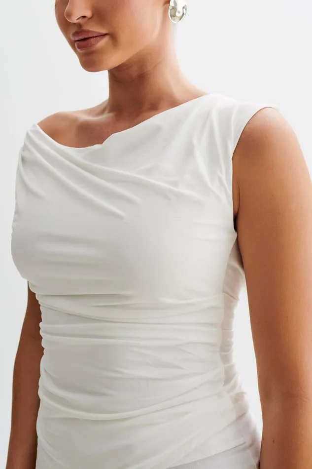 Women Meshki Tops Prianyka Slinky Sleeveless Top 8211 White