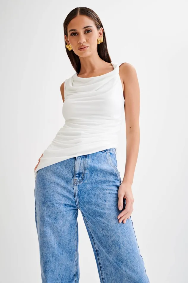 Women Meshki Tops Prianyka Slinky Sleeveless Top 8211 White