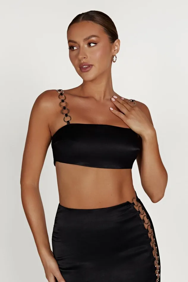 Women Meshki Tops Pyper Ring Crop Top 8211 Black