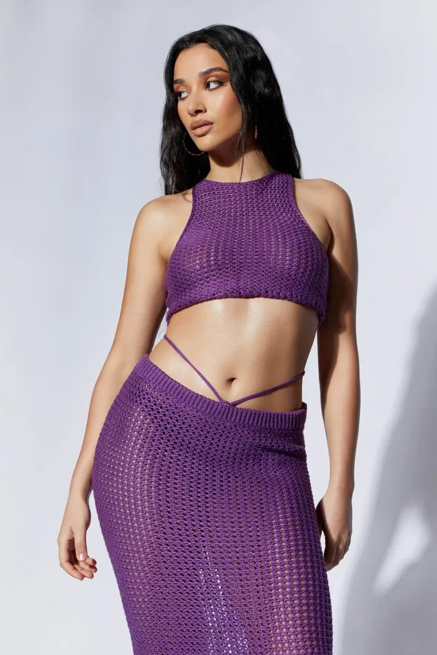 Women Meshki Tops Raquel Crochet Lace Up Back Top 8211 Grape Women Meshki Tops Raquel Crochet Lace Up Back Top 8211 Grape