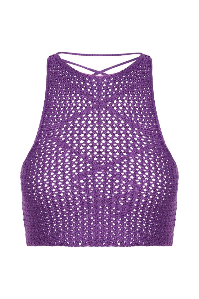 Women Meshki Tops Raquel Crochet Lace Up Back Top 8211 Grape Women Meshki Tops Raquel Crochet Lace Up Back Top 8211 Grape