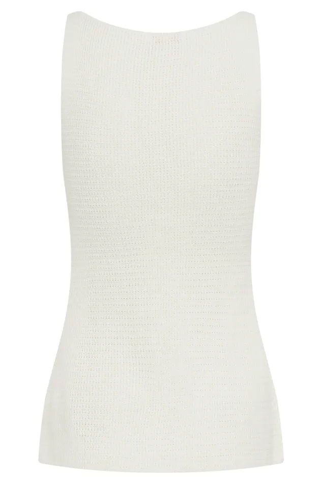 Women Meshki Tops Ridley Knit Tank Top With Split 8211 Ivory