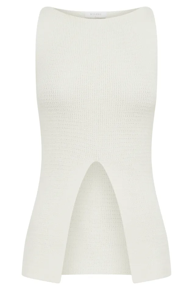 Women Meshki Tops Ridley Knit Tank Top With Split 8211 Ivory