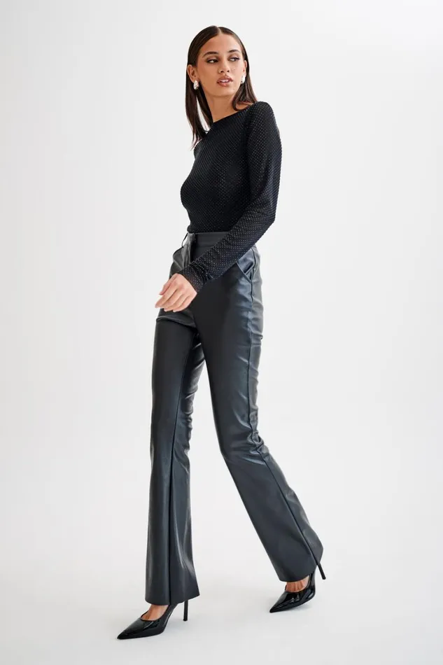 Women Meshki Tops Selma Long Sleeve Diamante Bodysuit 8211 BlackBlack