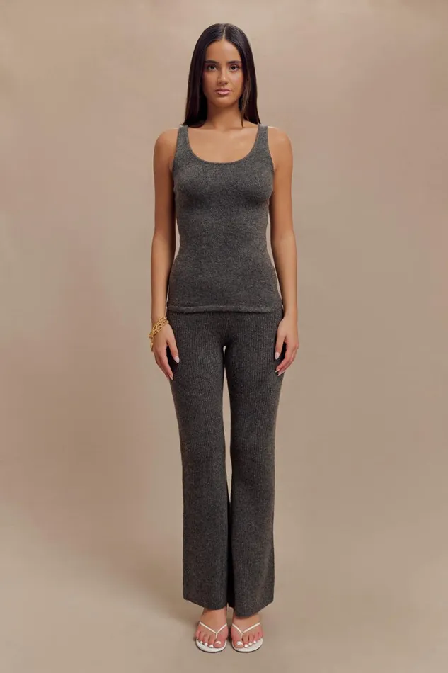 Women Meshki Tops Shyann Sleeveless Longline Knit Top 8211 Charcoal Marle