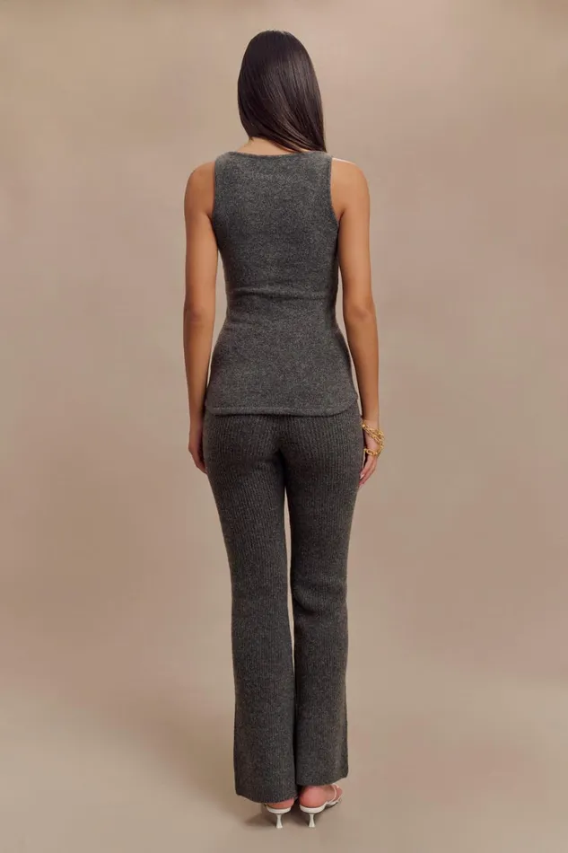Women Meshki Tops Shyann Sleeveless Longline Knit Top 8211 Charcoal Marle