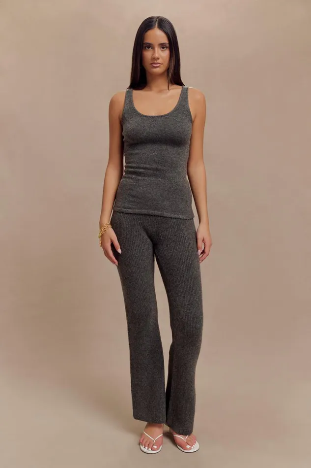 Women Meshki Tops Shyann Sleeveless Longline Knit Top 8211 Charcoal Marle