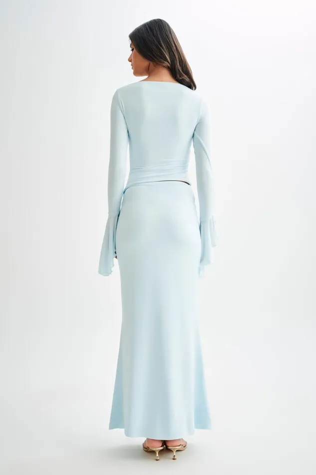 Women Meshki Tops Stevie Bell Sleeve Slinky Top 8211 Sky Blue