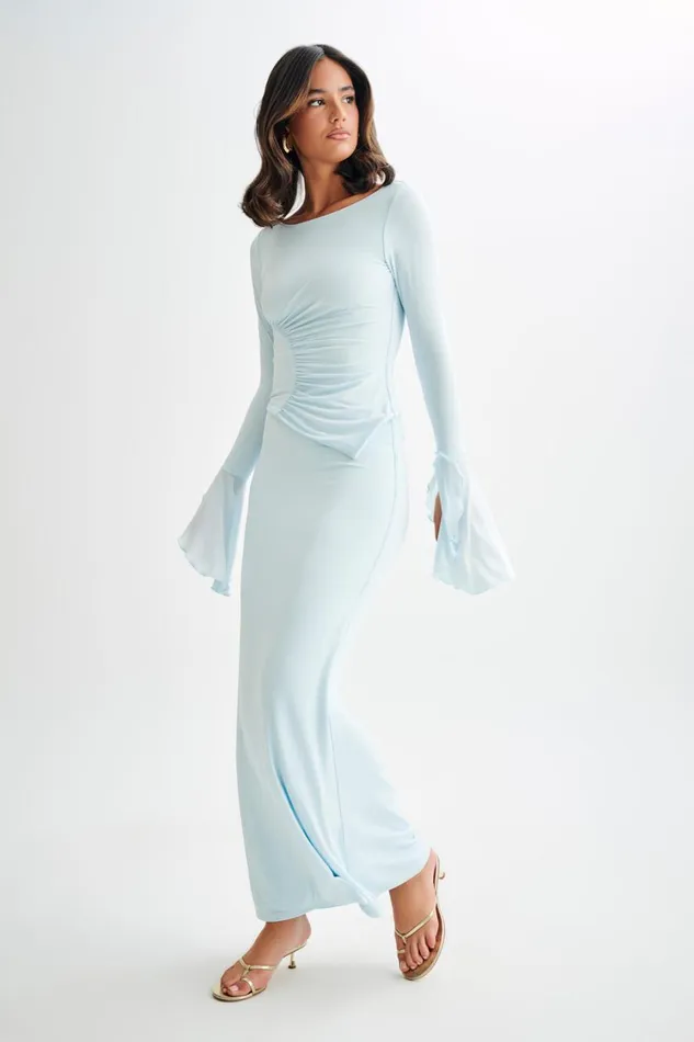 Women Meshki Tops Stevie Bell Sleeve Slinky Top 8211 Sky Blue