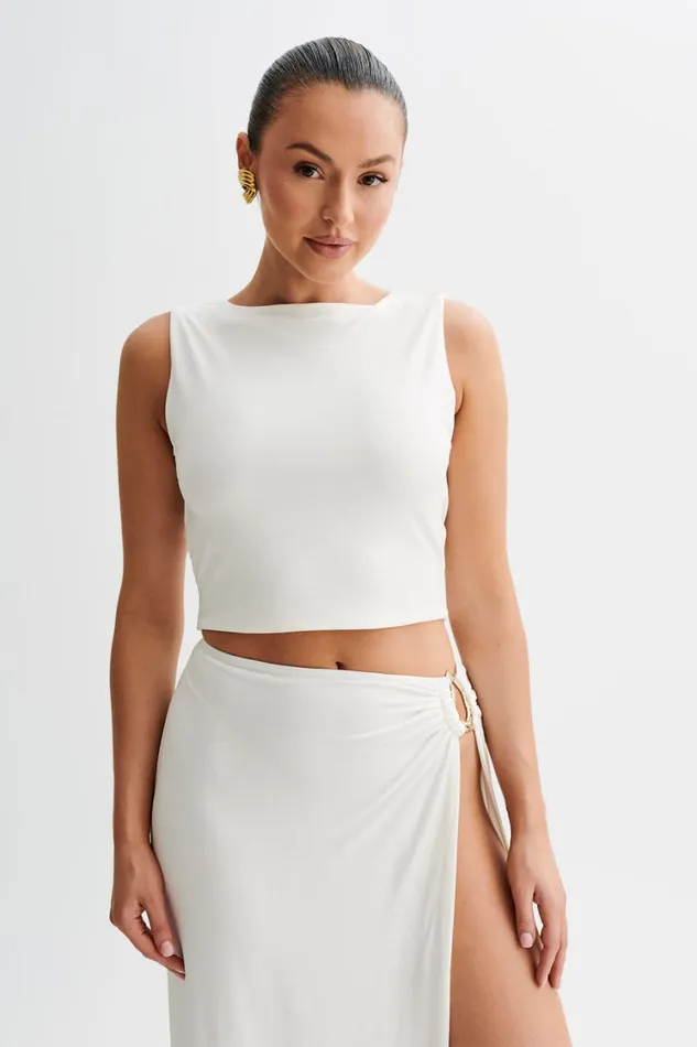 Women Meshki Tops Suri Slinky Cowl Back Top 8211 White