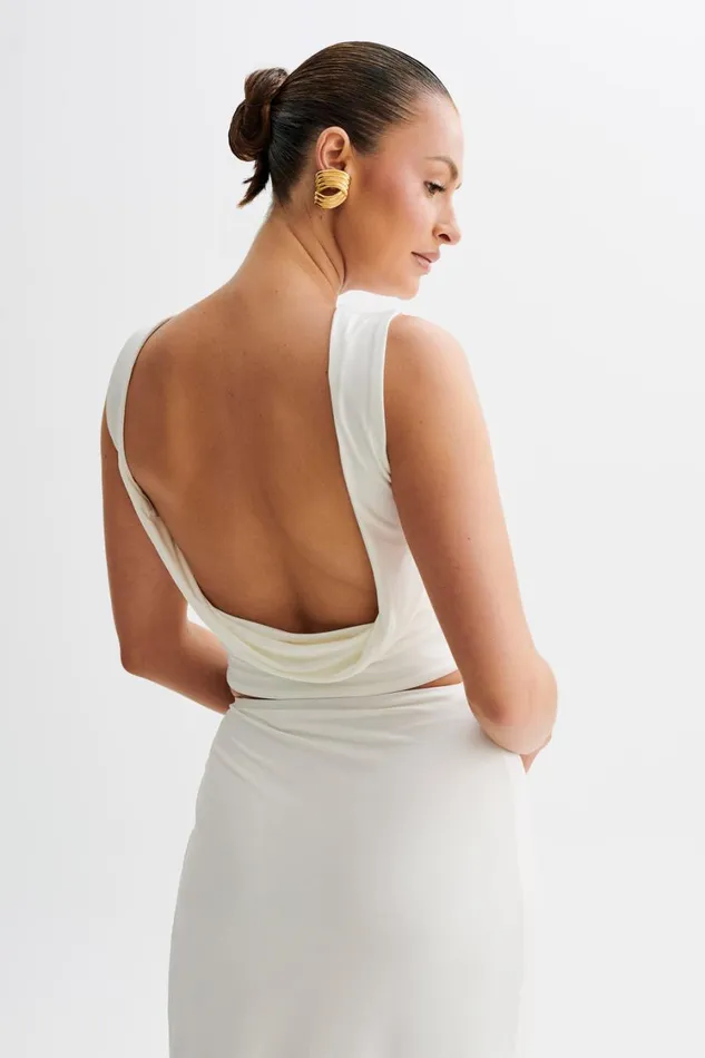 Women Meshki Tops Suri Slinky Cowl Back Top 8211 White