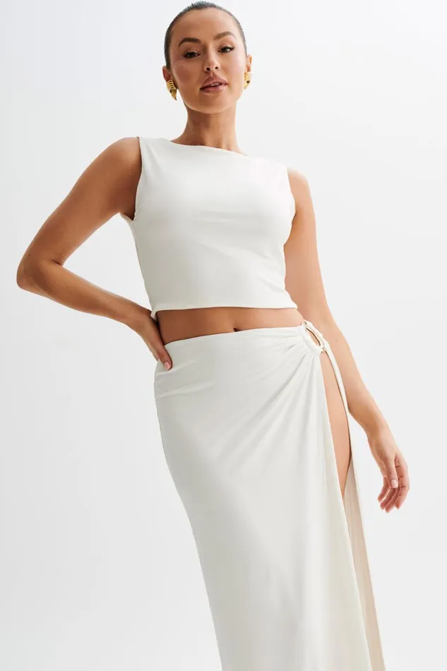 Women Meshki Tops Suri Slinky Cowl Back Top 8211 White