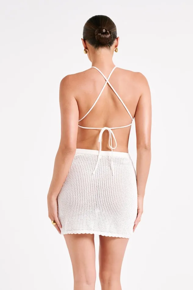Women Meshki Tops Sylvana Crochet Halter Top 8211 White
