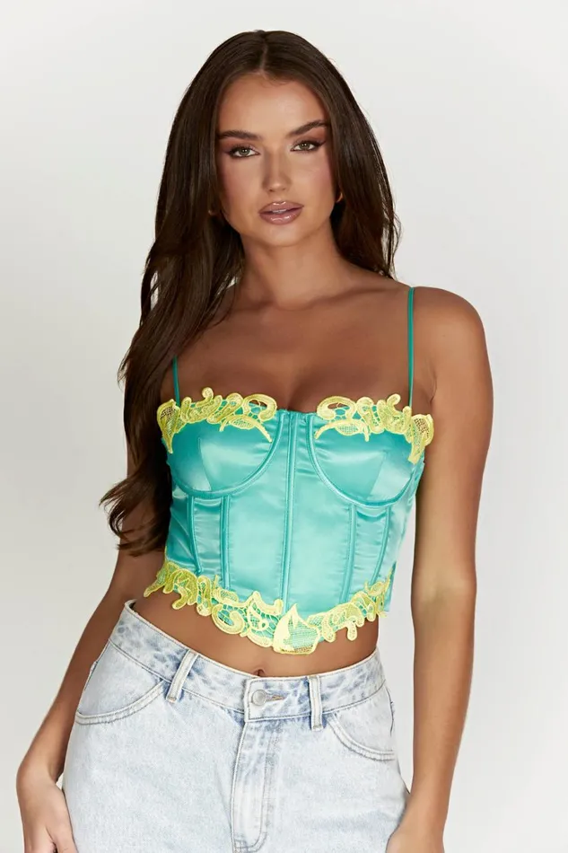 Women Meshki Tops Tatiana Corset Top With Lace 8211 Mint Women Meshki Tops Tatiana Corset Top With Lace 8211 Mint