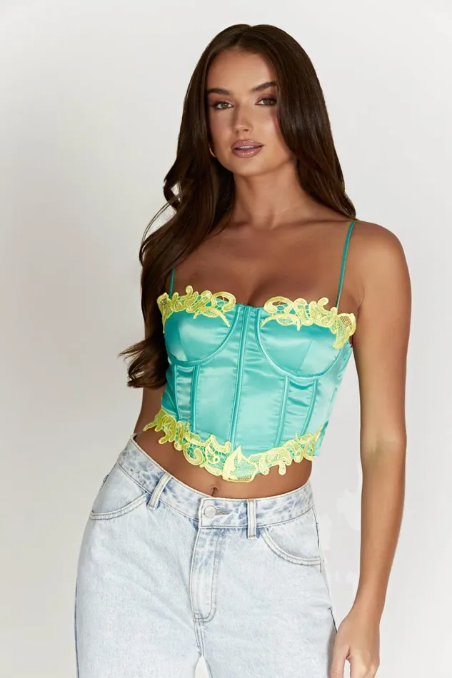 Women Meshki Tops Tatiana Corset Top With Lace 8211 Mint Women Meshki Tops Tatiana Corset Top With Lace 8211 Mint