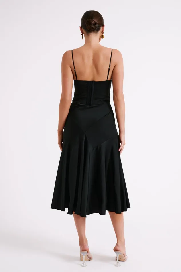 Women Meshki Tops Tia Long Line Satin Top 8211 Black