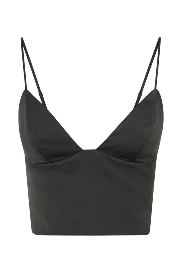 Women Meshki Tops Tia Long Line Satin Top 8211 Black