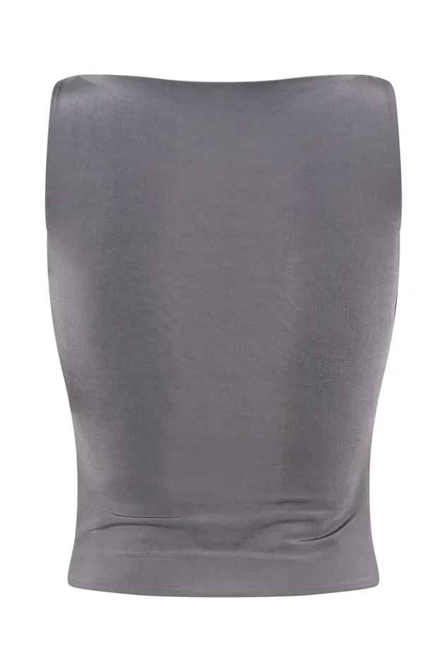 Women Meshki Tops Tiarna Slinky Ruched Top 8211 Dark Charcoal