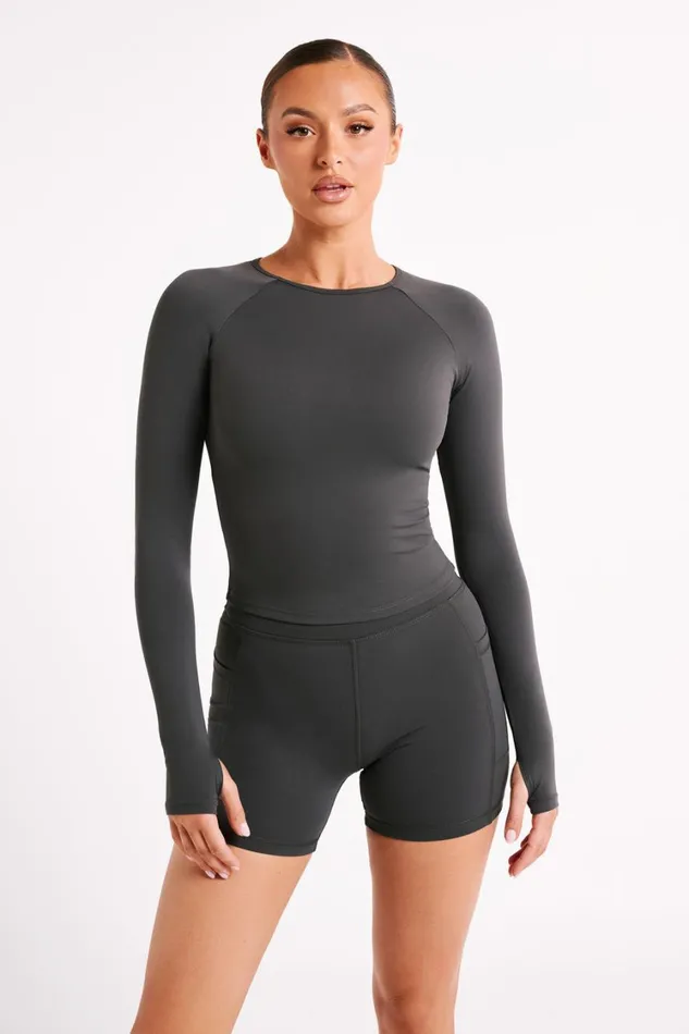 Women Meshki Tops Venus Long Sleeve Top 8211 Charcoal