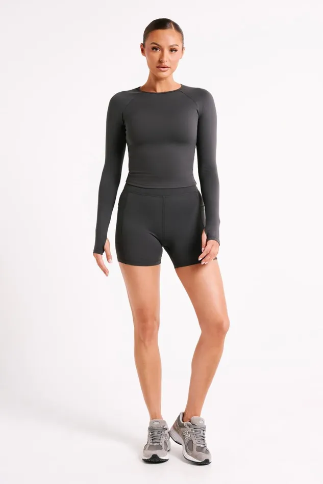 Women Meshki Tops Venus Long Sleeve Top 8211 Charcoal