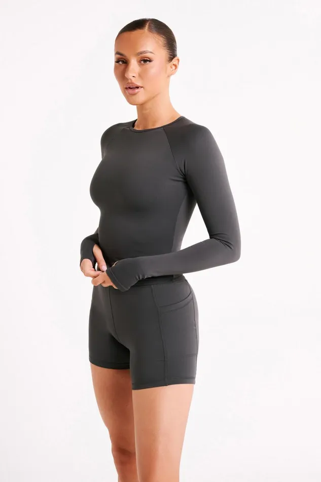 Women Meshki Tops Venus Long Sleeve Top 8211 Charcoal