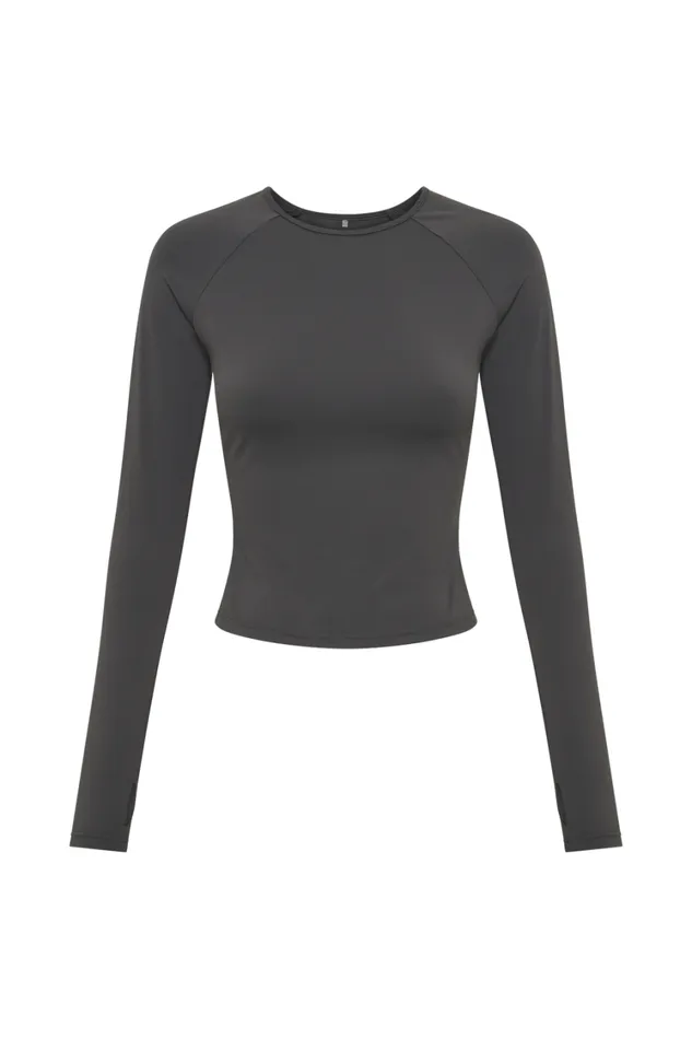Women Meshki Tops Venus Long Sleeve Top 8211 Charcoal