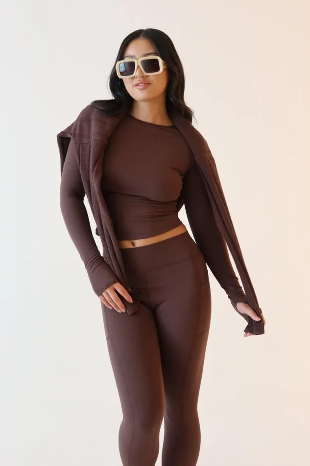 Women Meshki Tops Venus Long Sleeve Top 8211 Dark Chocolate