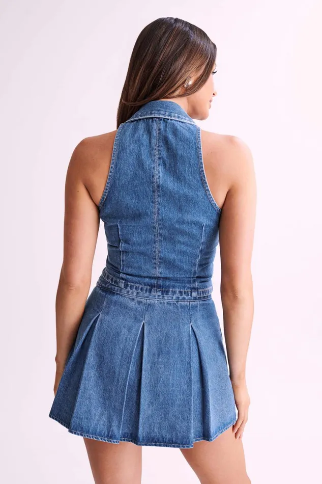 Women Meshki Tops Vivienne Denim Vest 8211 70039S Blue
