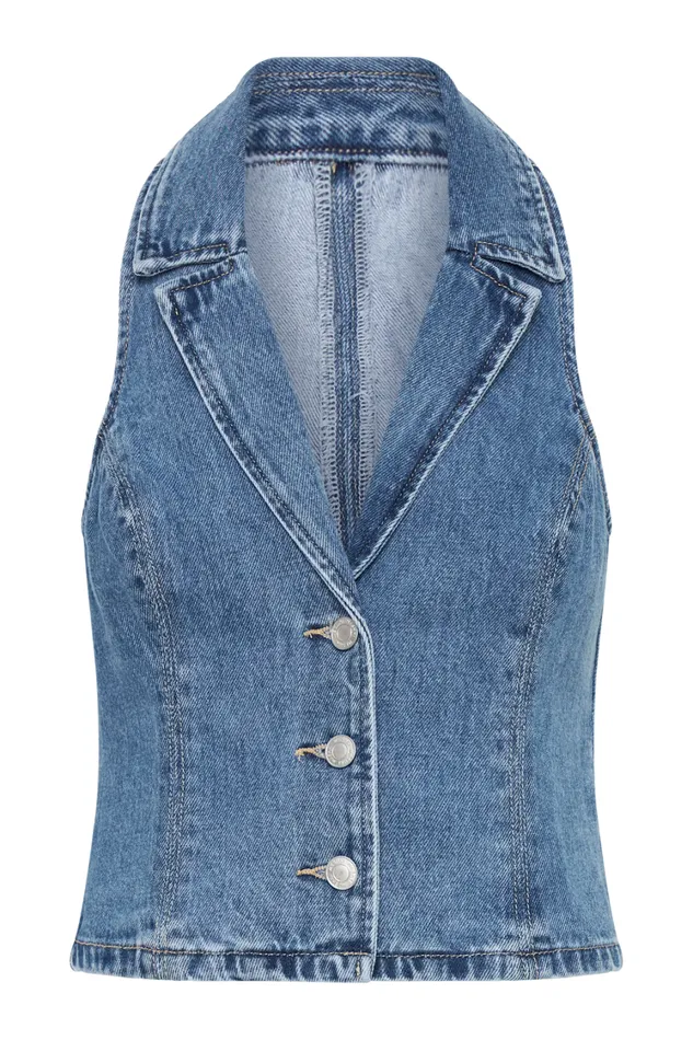 Women Meshki Tops Vivienne Denim Vest 8211 70039S Blue