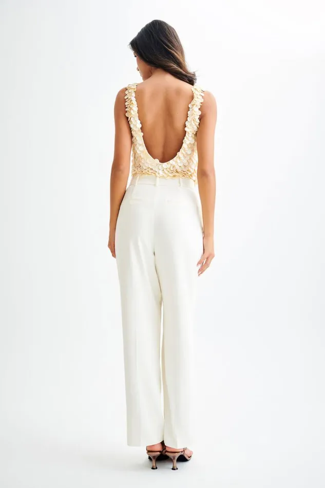Women Meshki Tops Willow Mother Of Pearl Halter Top 8211 Pearl