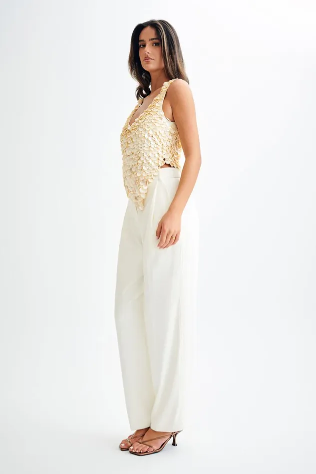Women Meshki Tops Willow Mother Of Pearl Halter Top 8211 Pearl