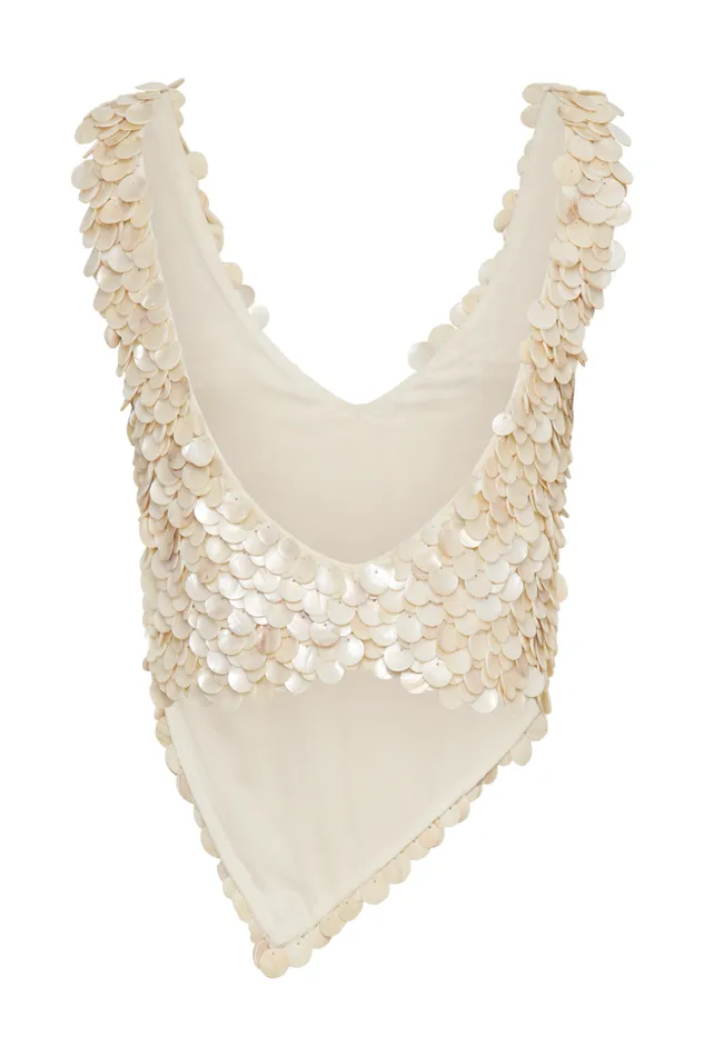 Women Meshki Tops Willow Mother Of Pearl Halter Top 8211 Pearl