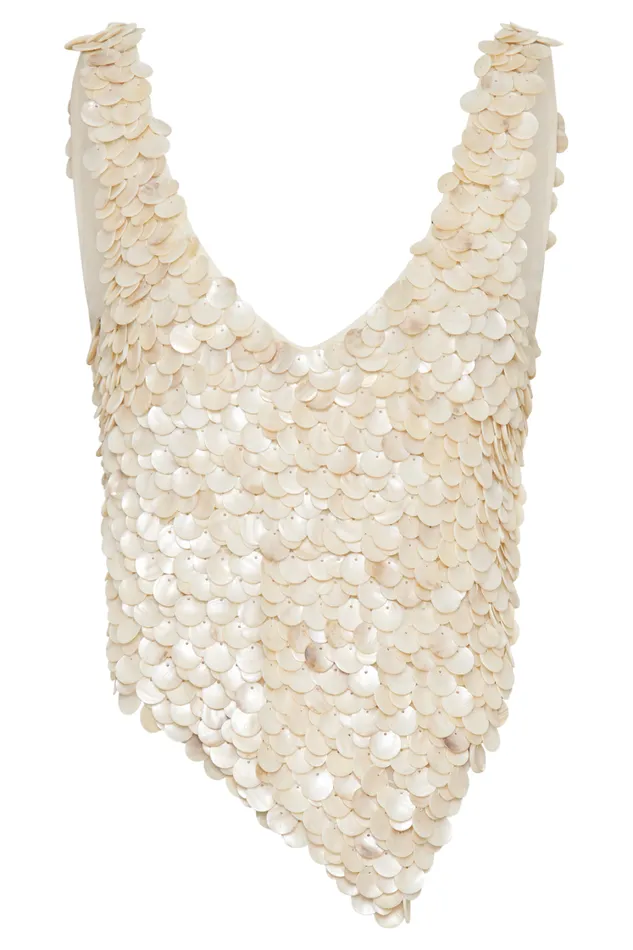 Women Meshki Tops Willow Mother Of Pearl Halter Top 8211 Pearl