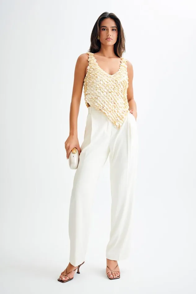 Women Meshki Tops Willow Mother Of Pearl Halter Top 8211 Pearl